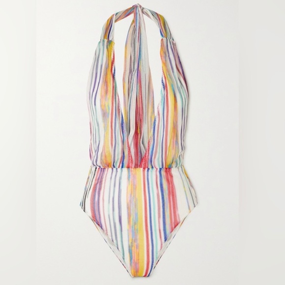 NWT Missoni Striped Halterneck OnePiece 40 (4) Small Rainbow Crochet Bikini Mare - Picture 7 of 16